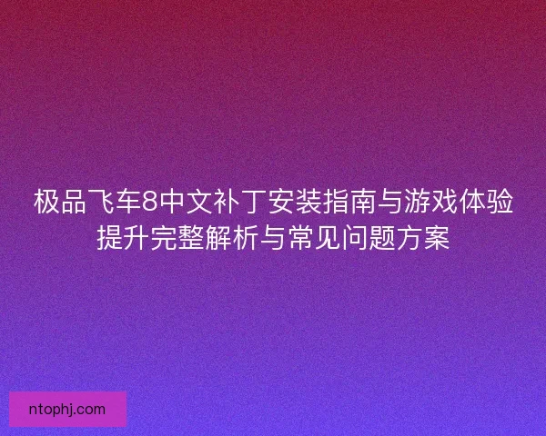 极品飞车8中文补丁安装指南与游戏体验提升完整解析与常见问题方案